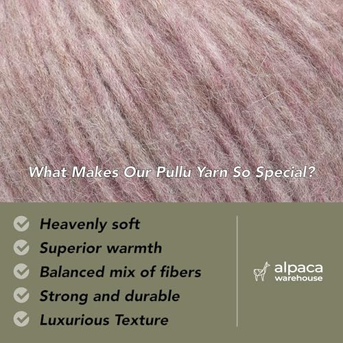 Baby Alpaca Merino Yarn 3 Skeins 150g Worsted Weight Knitting Lilac Rose | Pullu baby alpaca merino blend made in Peru 3 skeins 150g 426yd total for knitting and crochet sweaters scarves and hats - color: Lilac Rose