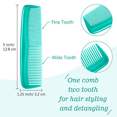 Leinuosen 12 Pieces Pocket Hair Combs, Fine Tooth Combs, Cyan-blue | Plastic Hair Care for Men Women, Portable Travel Size, for Barber Salon Hair Dressing Use, Not Breakable, Peines Para Cabello - color: Cyan-blue
