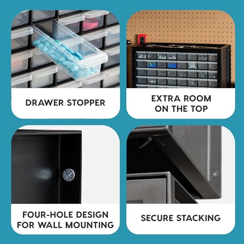 IRIS USA 64-Drawer Screw Organizer, Hardware Storage, Made in USA, Black | Wall mountable, Stackable, Building Bricks, Garage Tool Storage, Art & Craft Supplies, Beads, Gem Stones - color: Black, size: 64 Drawer