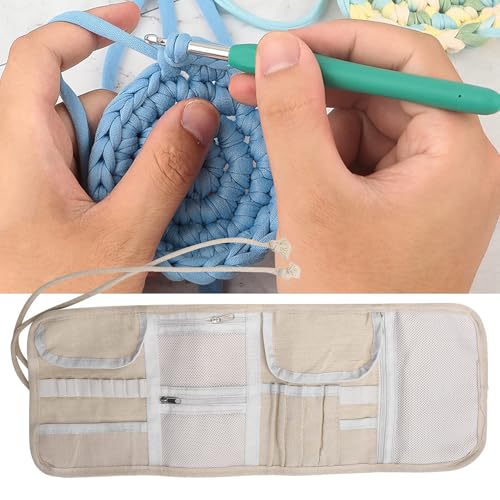 Pssopp Knitting Needles Holder Case Rolling Organizer Knitting Needle Storage Zipper Bag for Straight and Circular Knitting Needles Accessories(Owl)
