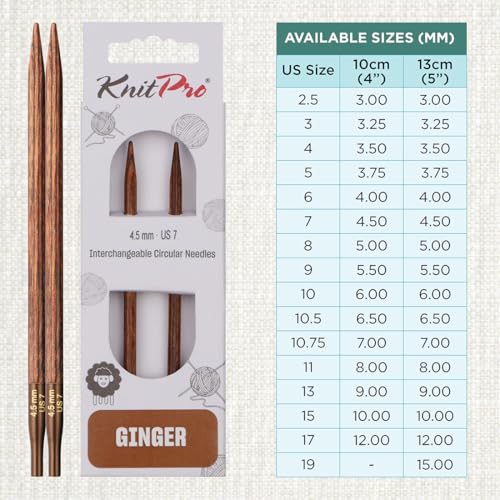 KnitPro Ginger Interchangeable Circular Needles 5" (13cm) | US Size 7 (4.5mm) - size: US 7 (4.5mm)