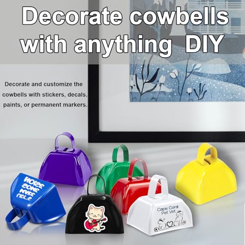 15 Pack 3 Inch Metal Cowbells Black Cow Bells Noise Makers Loud Cow Bell with Handles, Small Cowbell Hand Percussion Cowbells for Sporting Events, Football Games, Concert, Farm, Call Bell Alarm - color: Black
