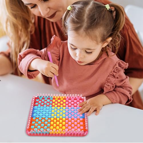 REENLIV Upgraded Weaving Loom Kit Toys for Kids & Adults, DIY Arts & Crafts | Easy Potholder Loom Knitting Activity for Beginners, Ideal Gifts for Girls Ages 5 6 7 8-12 13 Years Old, 252 Craft Loops - color: Pink