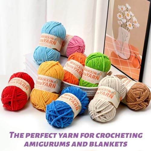 （4 Pink） 4 Pack Super Soft Fuzzy Chenille Chunky Yarn for Crocheting, 400g (350yds) Fluffy Velvet Yarn for Hand Knitting Baby Blankets Weaving Craft - color: 4 Pink