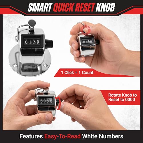 Stalwart Handheld or Mountable Clicker Counter with Easy Thumb Tally Button | Click Counter for Sporting Events, Ticket Sales, or Counting People