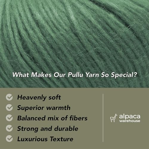 Baby Alpaca Merino Yarn 3 Skeins 150g Worsted Weight Knitting Ch. Green | Pullu baby alpaca merino blend made in Peru 3 skeins 150g 426yd total for knitting and crochet sweaters scarves and hats - color: Christmas Green
