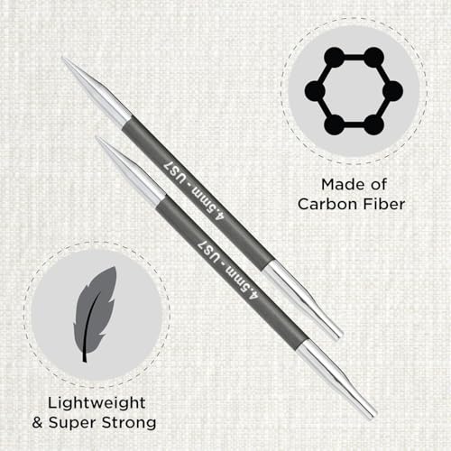 KnitPro Karbonz Interchangeable Circular Needle 5" (13cm) | US Size 7 (4.5mm) - size: US 7 (4.5mm)