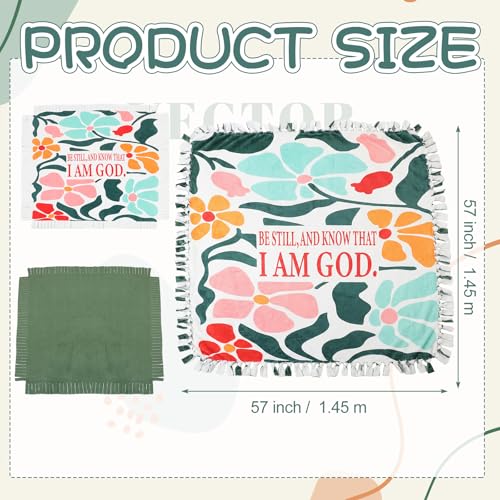 Chumia 2 Pcs/1 Set Christian Tie Blankets Craft Kit 57 x 57 Inch Religious DIY No Sew Bible Fleece Blanket No Sew Fabric Be Still and Know that I Am God Tie Knot Throw Craft Gift for Adult Women - style: Be Still,And Konw That I Am God