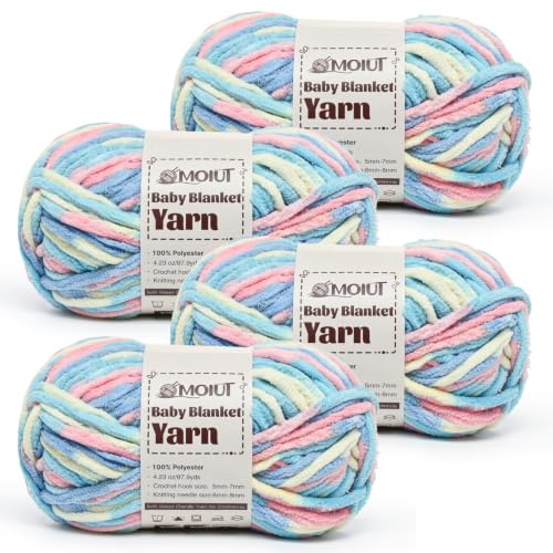 Fluffy Chunky Yarn for Crocheting, Chenille Crochet Yarn 6 Super Bulky, 4 Pack of 87.9 yds/4.23 oz Baby Blanket Yarn, Soft Velvet Yarns for Knitting Amigurumi&DIY Crafts/Hats/Socks(4 Candyfloss) - color: 4 Candyfloss