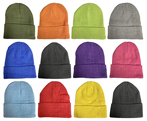 Yacht & Smith Wholesale Beanie and Glove Winter Bulk Kit, Kids Adults Bulk Sets, Homeless Donation Shelters - color: 12 Pack Adults