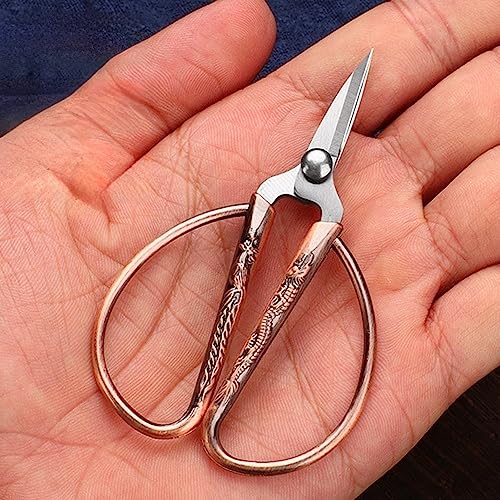 3.3-inch Small Sewing Embroidery Scissors, Stainless Steel Little Scissors Sharp Tip Detail Shears for Sewing Crafting, Art Work, Cross Stitch Cutting, Handcraft, Needlework DIY Tools Bronze - color: Bronze