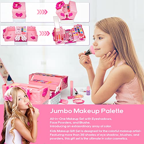 Kids Makeup Sets for Girls - 54 PCS Girl Toys, Washable Makeup for Kids 8-12, Maquillaje para Niñas, Play Makeup Set for Kid 3-5, Non Toxic Girls Makeup Sets, Princess Stuff Girl Birthday Gift(Pink) - style: Makeup-Palette-L-Pink