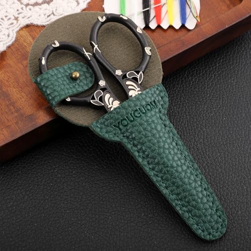 YOUGUOM Sewing Embroidery Scissors with Cover, Crochet Snips | Small, Sharp, Precision, Left/Right Handed, DIY Tool Kit, for Craft, Needlework, Cross Stitch, Yarn, Detail, Threading, Black - color: Golden Black
