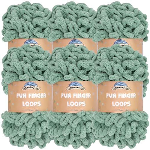 JubileeYarn Fun Finger Loops Yarn - 100g/Skein Jumbo Polyester - Hunter - 6 Skeins - color: 038 Hunter