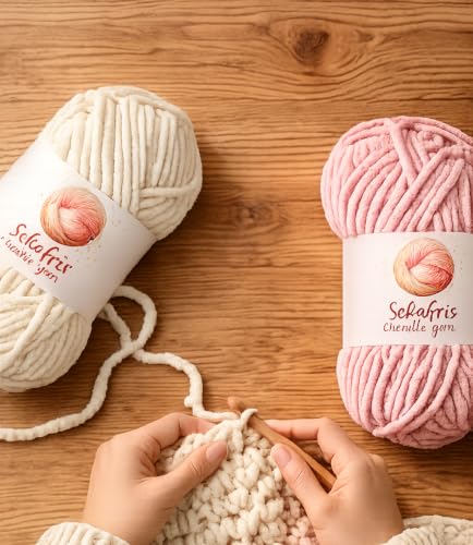 Chenille Yarn for Crocheting, Size 5 Bulky,3 Burgundy | 300g/393yds Soft Chunky Velvet Yarn for Crochet and Knitting,Fluffy Baby Yarn for Amigurumi,Blankets and DIY Crafts. - color: 3 Burgundy