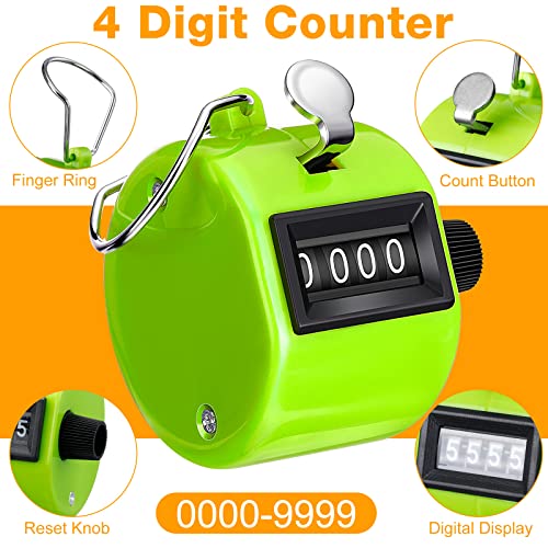 Hoteam Handheld Tally Counter 4 Digital Number Count Clicker Counter Hand Mechanical Pitch Clicker for Coaching,Knitting, People, Lap, Fishing, Golf Sport Row