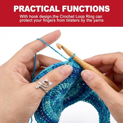 KlayXira 3Pack Adjustable Metal Crochet Tension Ring, Yarn Tensioner for Crocheting and Knitting, Finger Yarn Guide Ring