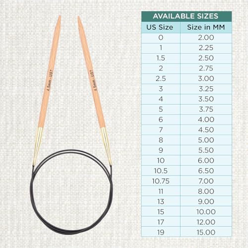 KnitPro Basix Beech Fixed Circular Needles 47" (120cm) | US Size 7 (4.5mm) - size: US 7 (4.5mm)