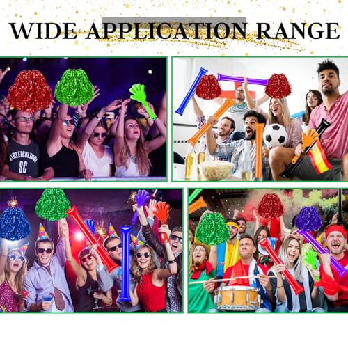 40 Pcs Green Hand Clappers and green Thunder Sticks Pom Poms cheerleading Noise Makers for Sporting Events Football Games School Team Spirit Items Party Favors Dance - style: green