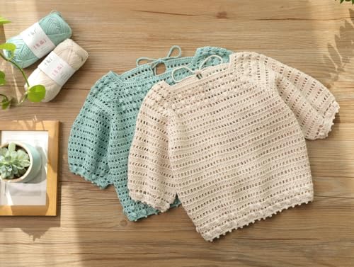 Linen Rayon Lyocell Blend Yarn, Superfine Fingering Weight (1), 150g/5.29oz (3 Strands, 50g/230yds per Strand)- 02 Milk Tea White - color: SM02-Milk Tea White