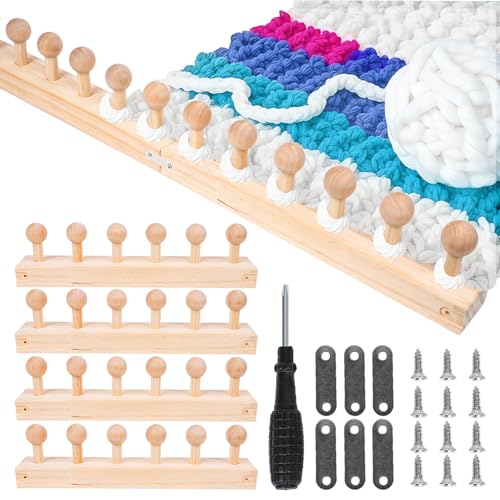 52” Chunky Blanket Loom for Beginners – Wooden Round Chunky Knitting Loom with Anti-Slip Pegs, Pine Wood DIY Weaving Kit for Stress Relief, Parent-Child Craft, Gift Making & Elderly Hand training