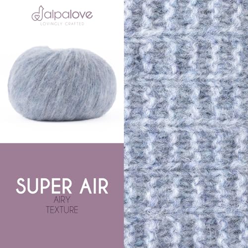 Super Air 4-Set Baby Alpaca - Soft and Fast Hand Knitting Yarn 7.05 oz/ 568 Yards - Melnage Glacier - color: HF241 Glacier Melange