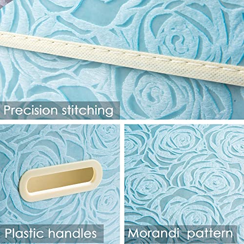 PRANDOM Collapsible Storage Boxes with Lids Fabric Decorative Storage Bins Cubes Organizer Containers Baskets with Cover Handles Divider for Bedroom Closet Living Room 9.8x7.9x6.7 Inch 3 Pack - color: Blue, size: Small(3-Pack)