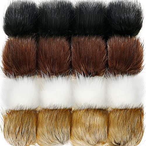 Tatuo 16 Pcs Faux Fur Pom Poms for Hat 4 Inches Large Fluffy Pom Balls for Craft Knitting Beanie Shoe Scarf Bag Pompom Valentine Keychain Charm Winter DIY Accessory (Black,White,Natural,Coffee) - color: Black, White, Natural, Coffee