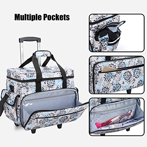 Teamoy Rolling Sewing Machine Case with Wheels, Dandelion | Compatible with Singer, Brother and Most Majority Machines and Accessories, with Detachable Wheels and Bottom Wooden Pad - color: Dandelion