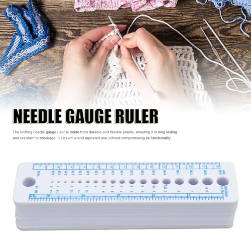 Knitting Needle Gauge, 20Pcs Soft Plastic Knit Measure Size Ruler, Needle Sizer Measuring Tool for Knitting Crochet Yarn Crafts
