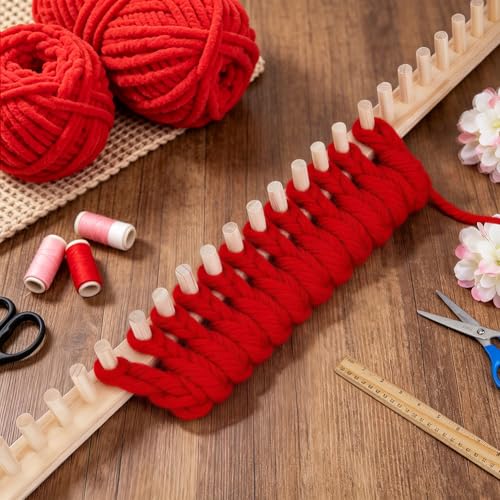 PH PandaHall 47 Inch Chunky Blanket Loom Knitting Kit, Adjustable Size Hand Knitting Kit DIY Wooden Weaving Blanket Maker Yarn Crochet Loom Frame for DIY Hand Yarn Crafts Beginner