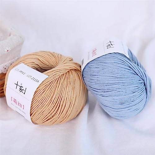 Fine Weight Knitted and Crocheted Cotton Yarn, 100% Long Staple Cotton Yarn, Baby Sports, 2 Packages of 100g/3.52oz (Per Skein 50g/162yards)-Ginger Yellow - color: PM11-Ginger Yellow