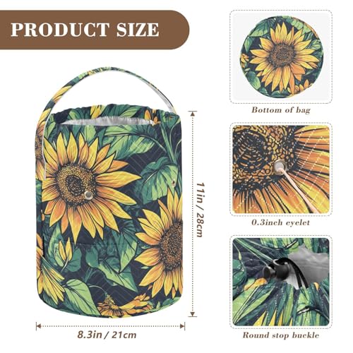 Fustylead Retro Vibrant Yellow Sunflower Large Yarn Storage Tote Basket, Knitting Crochet Drawstring Organizer Bag for Crocheting Project, Yarn Balls, Needles Accessories - color: Blue11 Sunflower