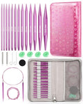 Aeelike Interchangeable Knitting Circular Needles 3-10.0mm, Purple Heart | Aluminum Interchangeable Knitting Needles with 4 Cables, Smooth Complete Needles Set for Socks Blankets Sweaters, Ideal Gift - color: Purple Heart