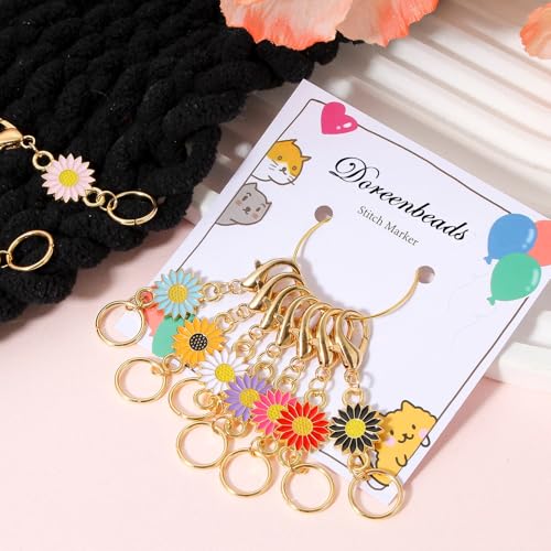 DoreenBeads Stitch Markers for Crocheting and Knitting | Alloy Enamel Crochet Marker Crochet Gifts for Knitting Weaving Sewing Accessories Quilting Jewelry Making - color: Colorful Daisies
