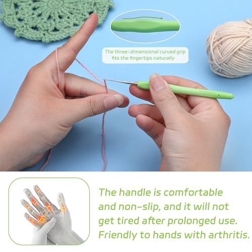 0.75 mm Crochet Hook, Ergonomic Handle for Arthritic Hands, Extra Long Knitting Needles for Beginners and Crocheting Yarn (0.75 mm) - size: 0.75mm