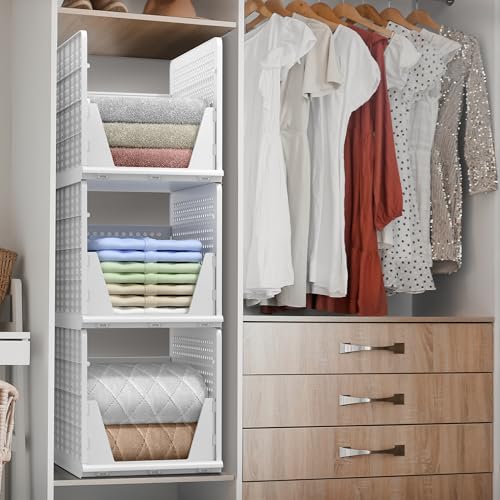 Sorbus Stackable Closet Organizer, Open-Front Shelf Bins (3 XL) | Plastic shelves and baskets for clothes in pantries, bathrooms, kitchens, garages, cabinets and countertops. - size: 3 XL