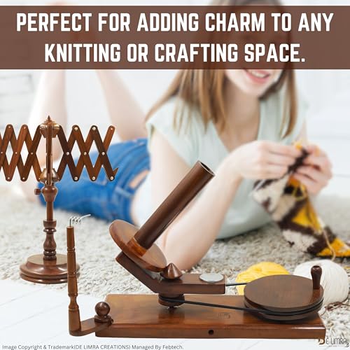 Rosewood Yarn Winder & Swift – Large Handcrafted Wooden Yarn Winder for Crocheting, Knitting, Weaving – Heavy-Duty Natural Wood Ball Winder – Smooth, Tangle-Free, Durable Winder Tool - color: ROSEWOOD COMBO