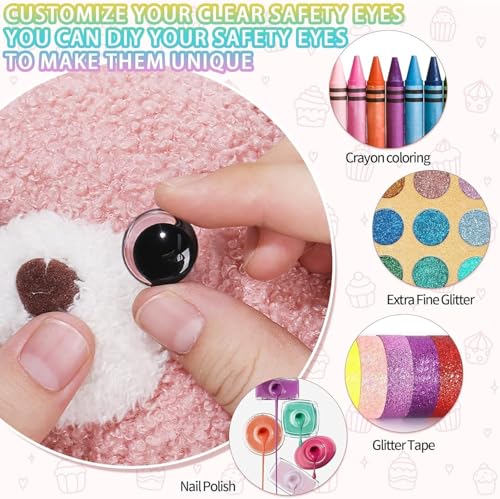 MUCUNNIA 20pcs 45mm Clear Moon Safety Eyes for Crocheting With Washers Clear Safety Eyes for Amigurumi 3D Large Crochet Safety Eyes Clear Safety Eyes for Painting Teddy Bear Crochet Toy Christmas Deco - size: 45mm