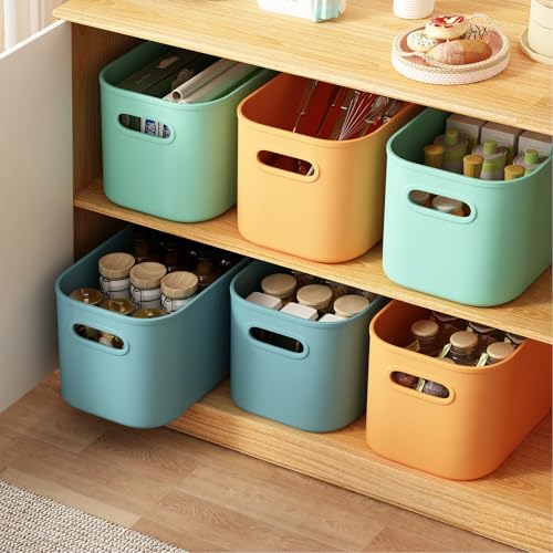 ORGIDOL 8 Pack Colorful Storage Bins with Lids Stackable Storage Container for Organizing, Storage Boxes with Handle for Shelves, Cute Storage Bin for Craft, Snacks, 9.85x6.9x5.7 inch - color: Colorful, size: 8 Pack