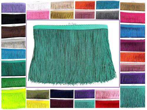 5 Yards of 4" Long Chainette Fringe Thread Yarn Tassel Trim Braid Fringe for Crafts Sewing and Decor-Emerald Hunter Green Color - color: Emerald Hunter Green, size: Value 5 Yards