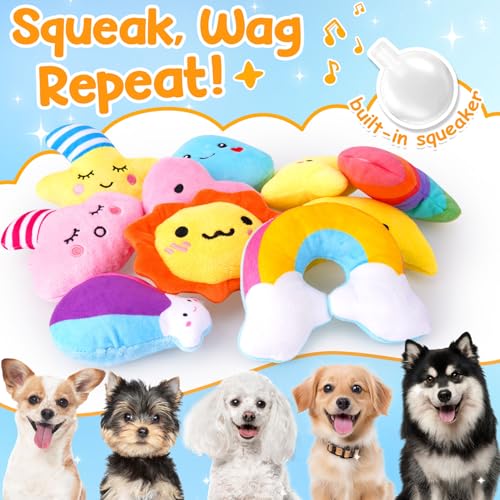 Weather-Themed 20-Pack Squeaky Dog Toys Set | Built-In Squeakers,Soft Plush,Interactive Play,Keeps Dogs Engaged - style: Weather-Themed Squeaky Toys