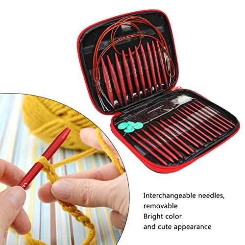 Alvinlite Interchangeable Circular Knitting Needles Set, 26 Pieces Aluminum Interchangeable Crochet Needles with 1 Storage Case, Knitting Needles Crochet Kit