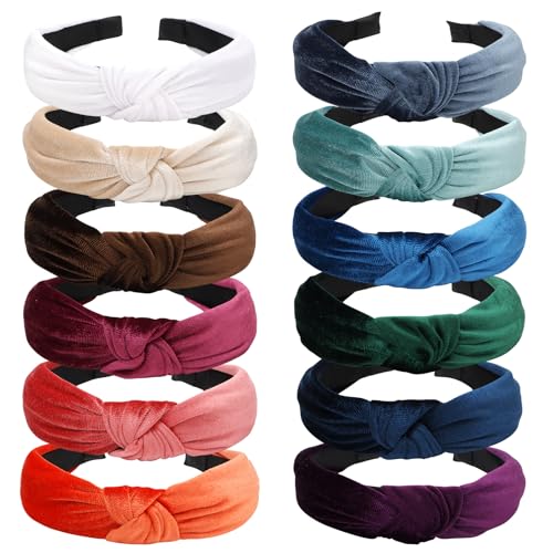 White Pink Red Brown Headband Knotted Headbands for Women Headband Non Slip Wide Top Knot Head Bands Velvet Hair Bands for Womens Hair Accessories for Women Girls Gifts - color: Headband 37