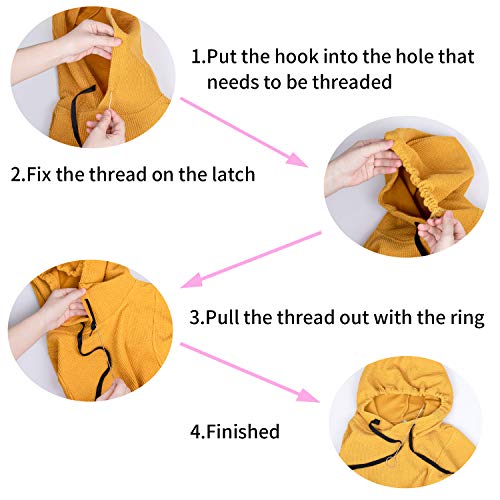 HOYOLS 7 Pcs Drawstring Threader Set | Elastic Bodkin, Loop Turner Tweezers, Quick & Easy Rethreading Tools, for Hoodies, Sweatpants, Sewing & Crafts
