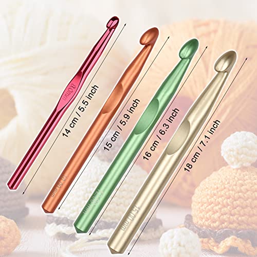 Large Sizes Crochet Hooks 4 pcs Long Crochet Needles Set QLRFFLJOY 8mm 10mm 12mm 15mm Aluminum Alloy Crochet Hook DIY Yarn Weaving Tools for Knitting Blanket, Shawl and Carpet - color: Aluminum Alloy