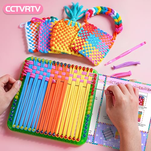 CCTVRTV Weaving Loom Kit Toys for Kids and Adults, DIY Arts and Crafts | for Boys and Girls Ages 5 6 7 8-12 13, Easy Potholder Loom Knitting Kits Gifts for Beginners, 252 Craft Loops - color: green (red+blue+yellow)