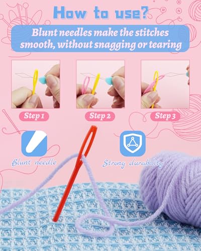 FIVEIZERO 19 Pcs Yarn Needles Set, Assorted Yarn Needles Bent Tapestry Needle Weaving Needle Darning Needles Plastic Needles Large Eye Blunt Knitting Needles for Sewing Crochet - color: Colorful 17PCS