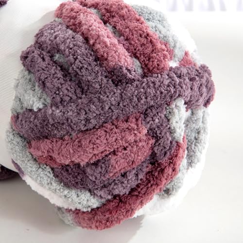 MABOZOO Tie Dye Chunky Yarn for Crocheting & Knitting, 8 Pack - Soft Plush Red Fluffy Jumbo Chenille Yarn,Giant Thick Fuzzy Bulky(29 yds, 8 oz Each Skein) - color: Red,Purple