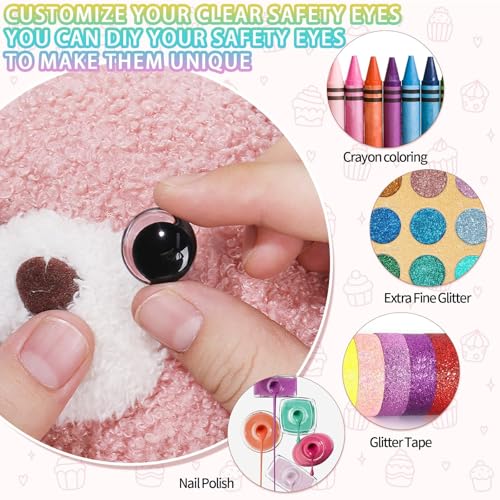 MUCUNNIA 100PCS 14mm Moon Safety Eyes for Crocheting with Washers Clear Safety Eyes for Amigurumi 3D Moon Crochet Eyes Doll Eyes for Animals Teddy Bear Crochet Toy Christmas Decorations - size: 14mm